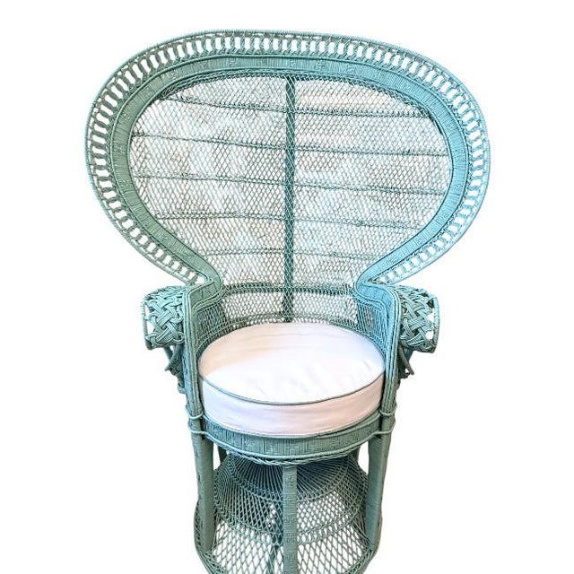 Hollywood Regency Rattan Peacock Chair For Sale - Image 3 of 7