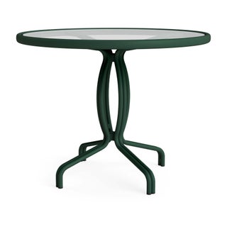 Brown Jordan Kantan Aluminum 36" Round Table in Forest Green For Sale