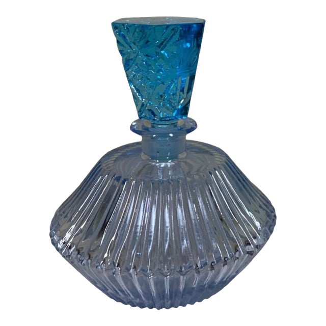 Luxurious Ice Blue Perfume Bottle Signed Czecho Slovakia Ca 1920 For Sale