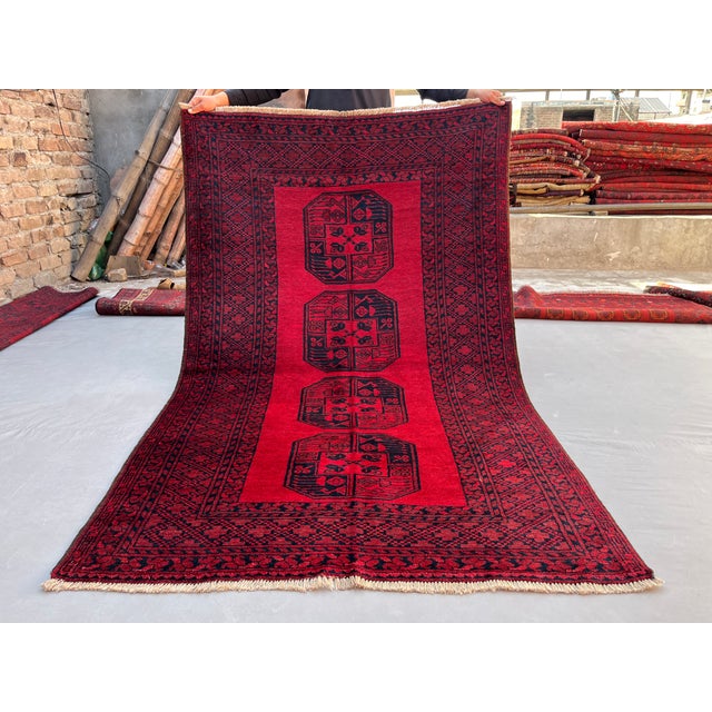 Vintage Afghan Ersari Turkmen Bokhara Rug, Large Guls - 6'8" X 4'2" For Sale - Image 17 of 17