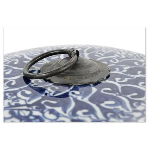 Blue and White Ceramic Pot For Sale - Image 4 of 7