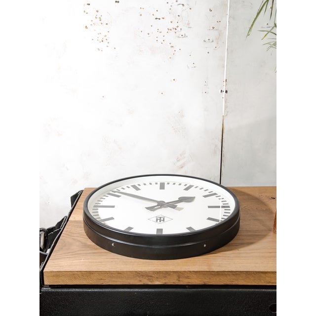 A genuinely large German station clock by Telenorma, Telefonbau und Normalzeit, 65 centimeters across, once part of a...