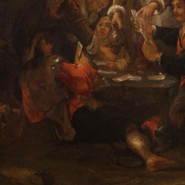 Flemish Artist, Card Players, 1750, Oil on Panel For Sale - Image 9 of 16