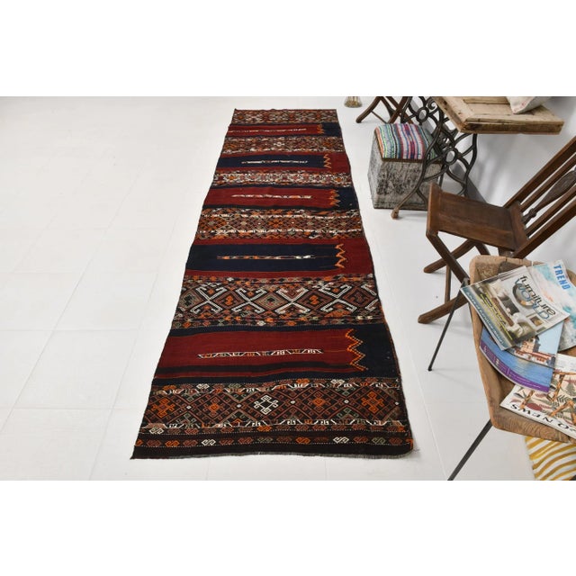 Vintage Turkish Wool Runner Kilim Rug, 1960s For Sale - Image 4 of 11
