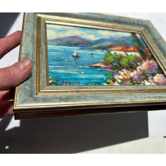 Framed Seascape Coast Oil Original Painting Contemporary by Valeriya Serova For Sale - Image 6 of 13