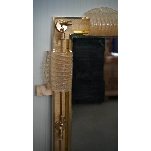 Illuminated Pink Murano Glass and Brass Wall Mirror, 2000s For Sale - Image 12 of 13