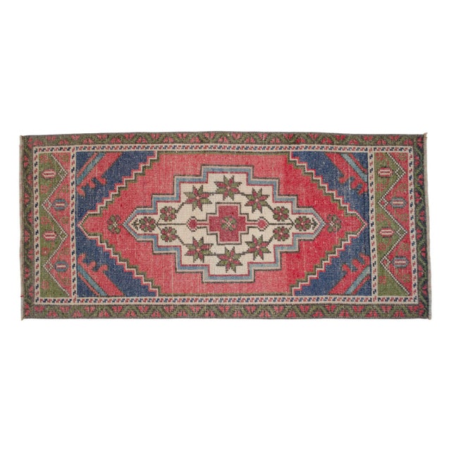 Hand Knotted Turkish Rug Colorful Small Rug Door Mat - 1′8″ × 3′7″ For Sale - Image 6 of 14