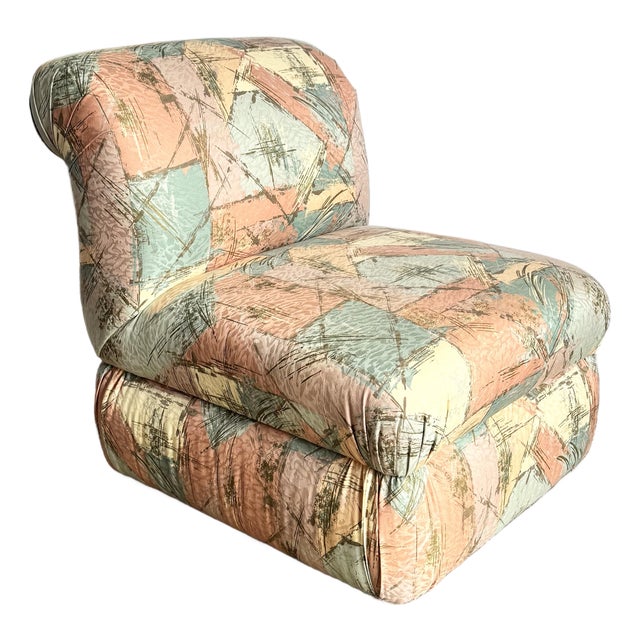 Postmodern Sculpted Upholstered Flared Lounge Chairs For Sale