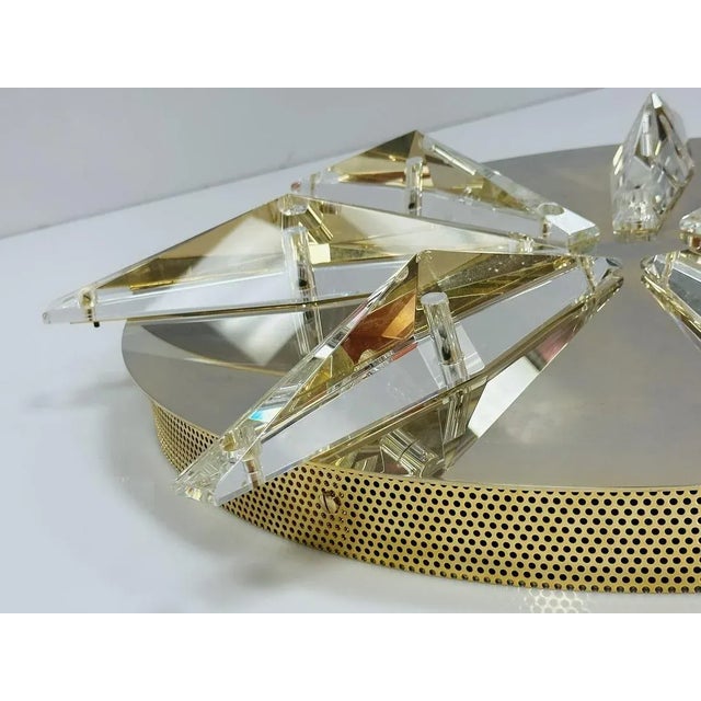 Brass & Crystal Ceiling/Wall Light Made in Italy For Sale In Los Angeles - Image 6 of 12