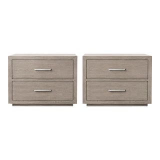 Restoration Hardware Kempton 36” Gray Oak 2-Drawer Nightstands – Pair For Sale