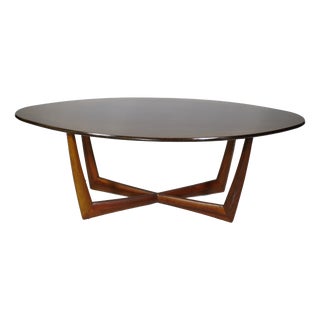 Mid-Century Oval Coffee Table in Walnut from Kondor Möbel, 1960s For Sale