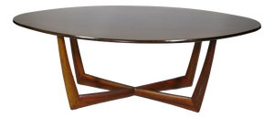 Mid-Century Oval Coffee Table in Walnut from Kondor Möbel, 1960s