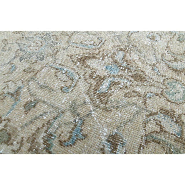 1970s 1970s Vintage Persian Handmade Wool Cotton Beige Blue Area Rug For Sale - Image 5 of 11