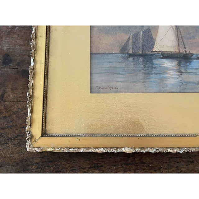 Late 19th Century Sailboat Marine Watercolor by Charles Myron Clark For Sale In Los Angeles - Image 6 of 9