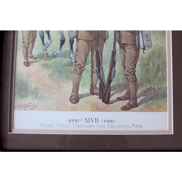 Chromolithograph by H. A. Ogden Military Uniforms - 19th Century European Soldiers, Matched Pair, Equestrian & Infantry Scenes - Antique Framed Prints For Sale - Image 12 of 17