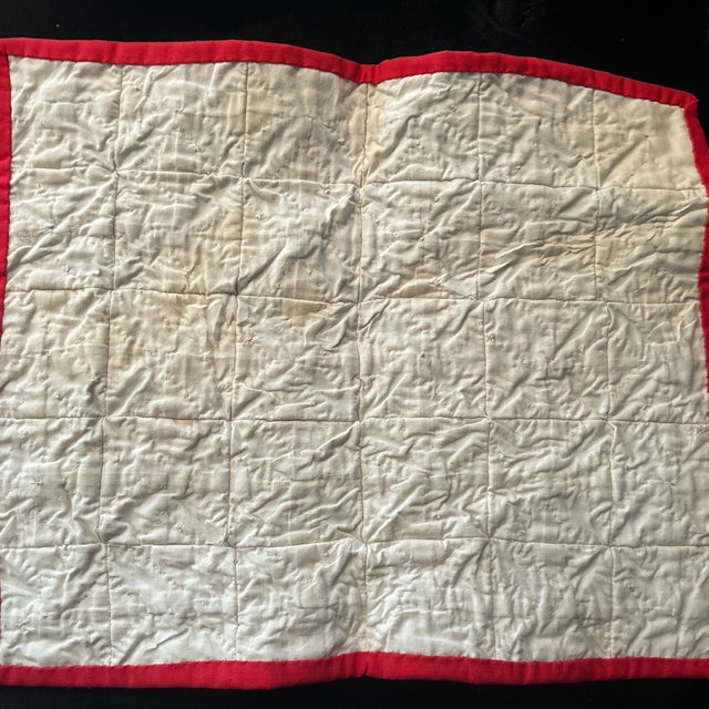 1970s Rare Handmade 1976 Bi-Centennial Window Pane Doll Quilt For Sale - Image 5 of 5