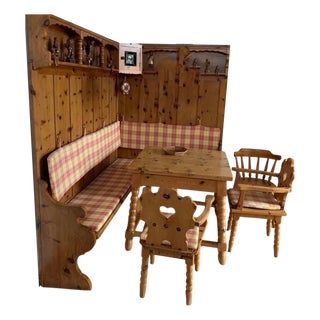 Tiroler Dining Table and Armchairs with Corner Panels and Corner Bench, 1950s, Set of 5 For Sale