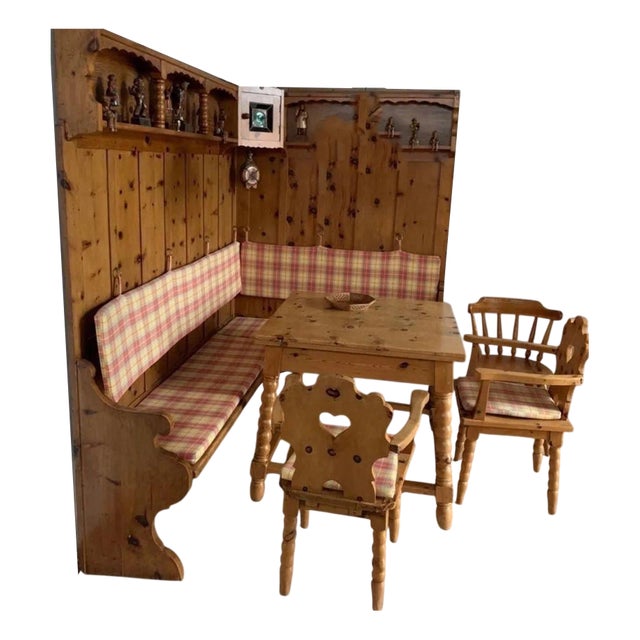 Tiroler Dining Table and Armchairs with Corner Panels and Corner Bench, 1950s, Set of 5 For Sale