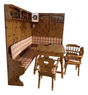 Tiroler Dining Table and Armchairs with Corner Panels and Corner Bench, 1950s, Set of 5