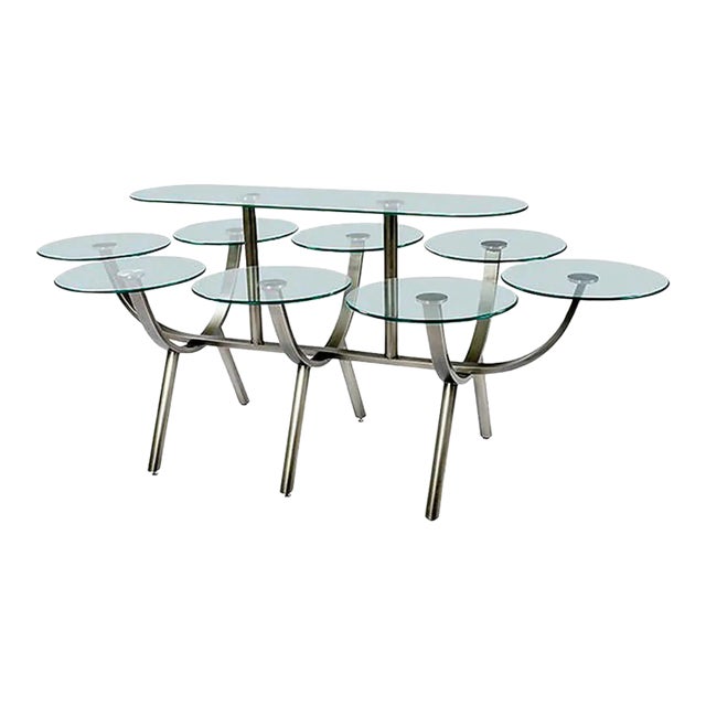 1980s Glass and Steel Banquet Table by Design Institute of America For Sale