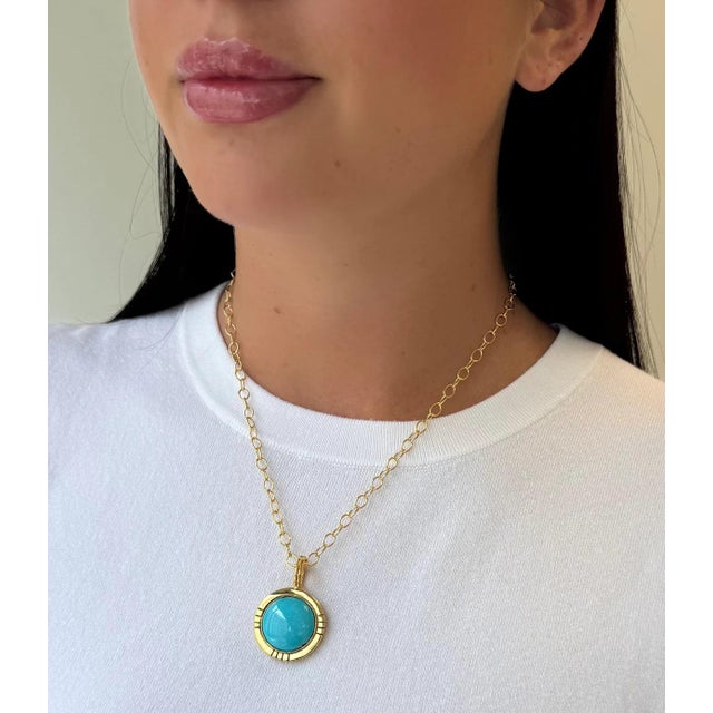 Contemporary Fine Turquoise Hashtag Necklace For Sale - Image 3 of 3