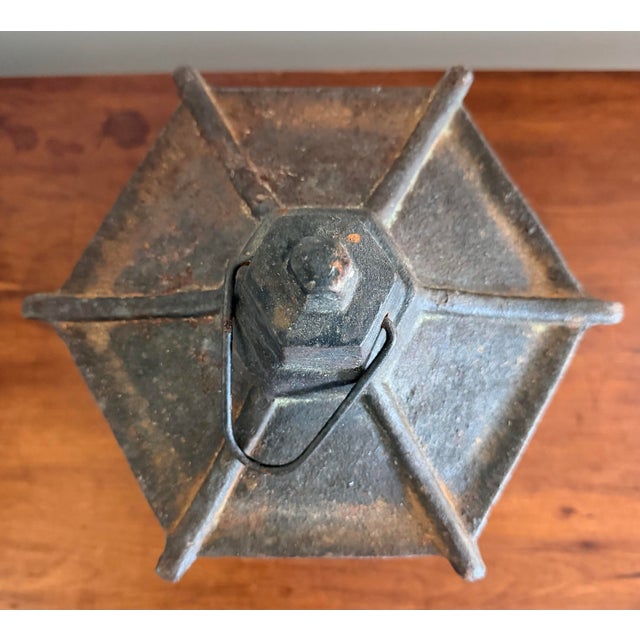 Japanese Cast Iron Pagoda Candle Holder Lantern For Sale - Image 4 of 10