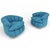 Postmodern Post Modern Biscuit Tufted Pair Turquoise Lounge Chairs, 1980 For Sale - Image 3 of 9