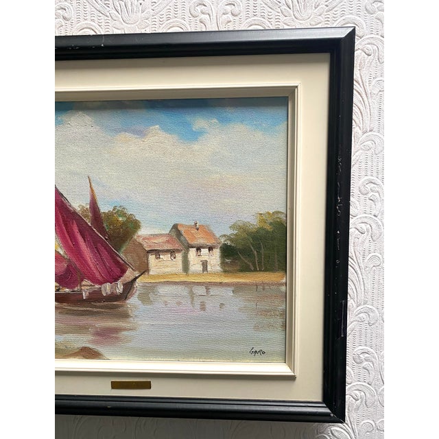 Coastal 1990s Charles Garo Tatossian Original Signed Coastal Sailboat Painting For Sale - Image 3 of 9