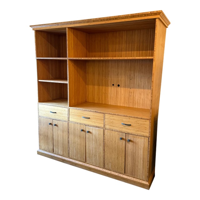 Brown Custom Design Bamboo Kitchens Media Display Cabinet For Sale - Image 8 of 12