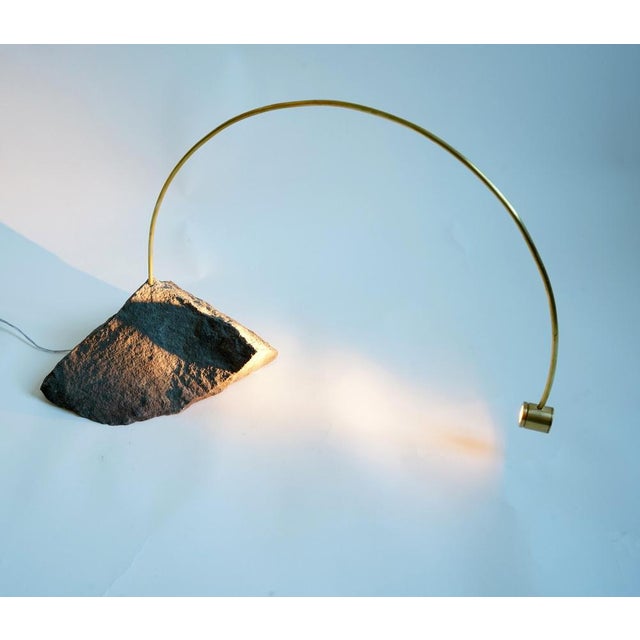 Greywacke Table Light in Stone and Brass by Johannes Hemann For Sale - Image 11 of 13