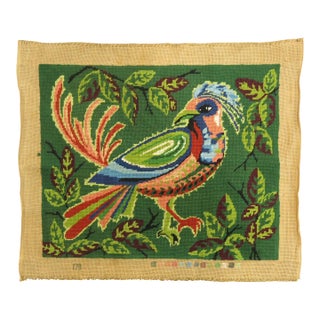 Early 20th Century French Needlepoint with Pigeon For Sale