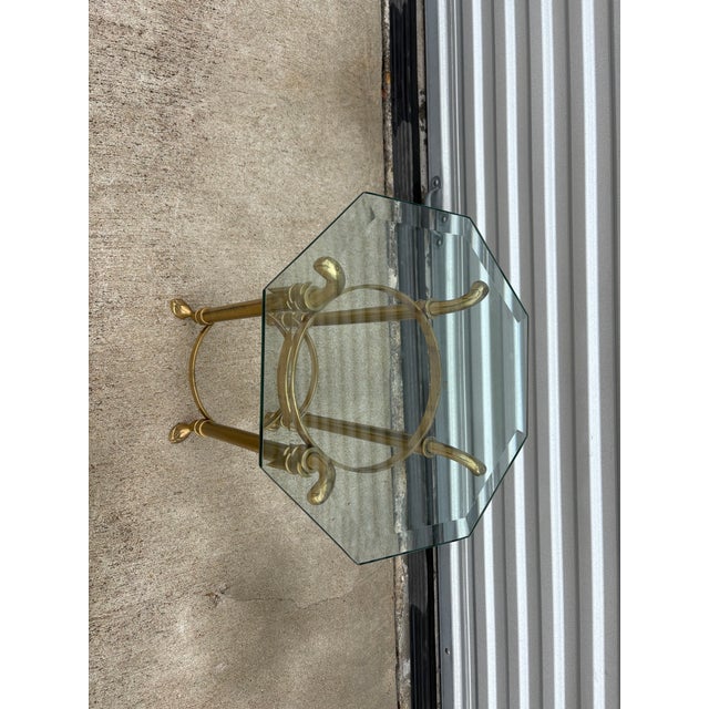 La Barge 1970s Brass and Glass Side Table Attributed to La Barge For Sale - Image 4 of 11