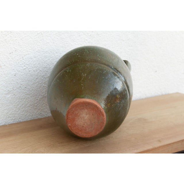 Antique French Green Glazed Olive Jar For Sale In Los Angeles - Image 6 of 8