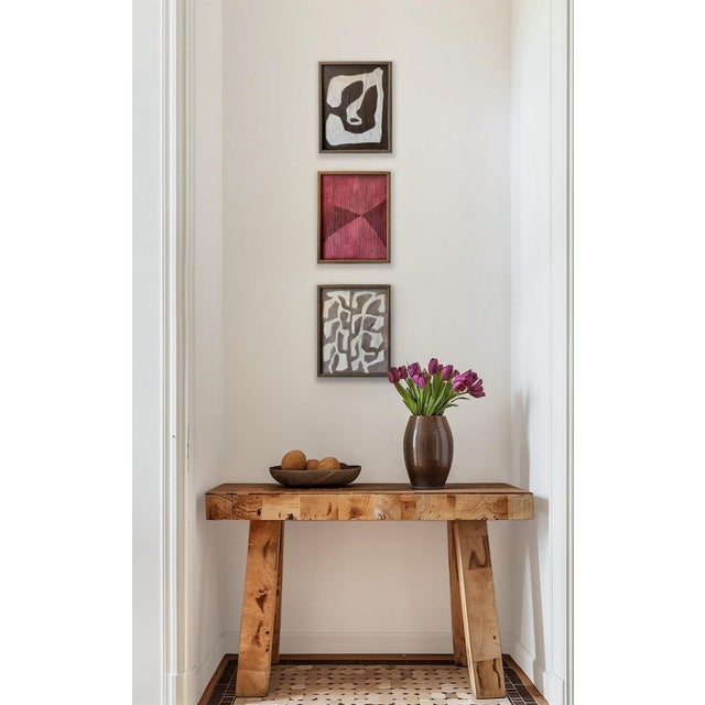 Contemporary abstract painting on canvas. Framed in a gold locally made frame Unframed painting: 11" x 14" Framed...