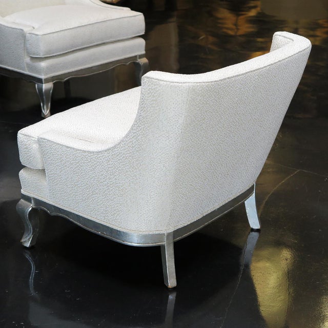 1940s Vintage French Silver Leaf Lounge Chairs- A Pair For Sale - Image 4 of 12