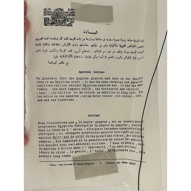 Wood Vintage Egyptian Papyrus Painting – Framed Art, Gold-Tone Bamboo Frame For Sale - Image 7 of 9