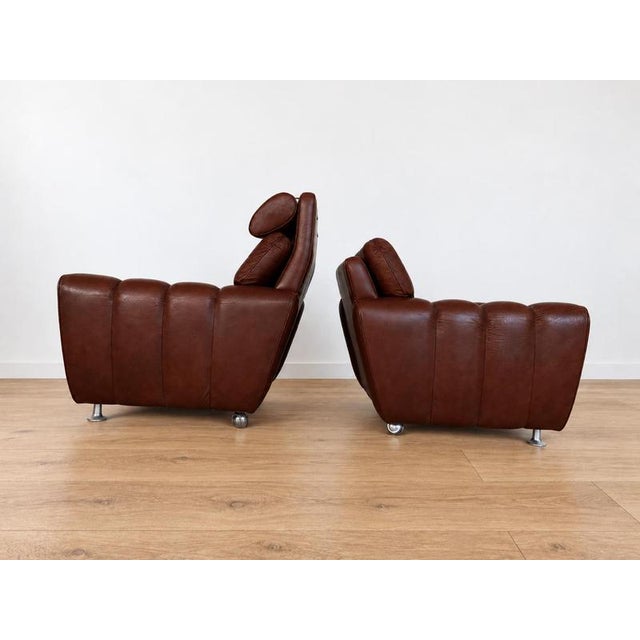 Brown Vintage Burgundy Leather Lounge Chairs by Svend Skipper, Denmark For Sale - Image 8 of 11
