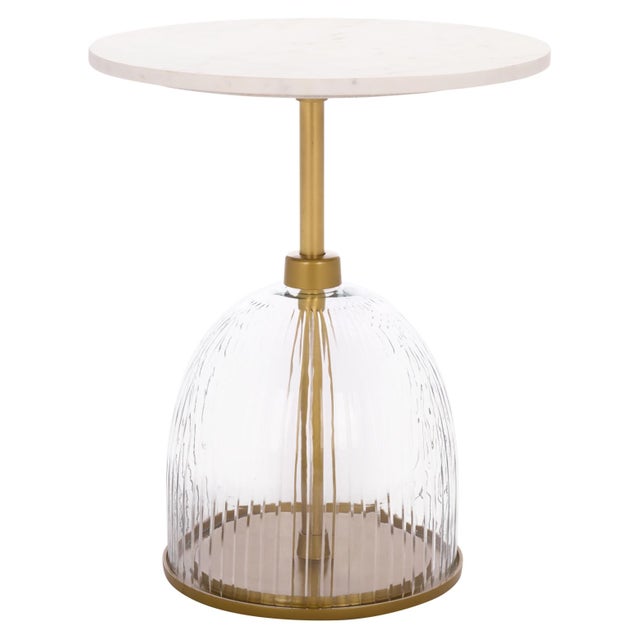 Kashi Round Side Table in Clear / White For Sale In Philadelphia - Image 6 of 6