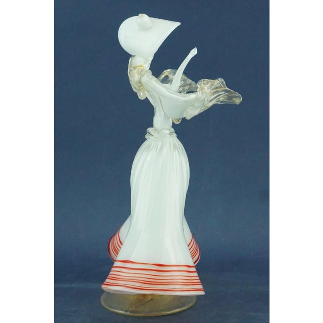 Glass 20th Century Murano Opaline Glass Sculpture of a Lady with Red and Gold Glass Paste attributed to Archimede Seguso, Italy For Sale - Image 7 of 18