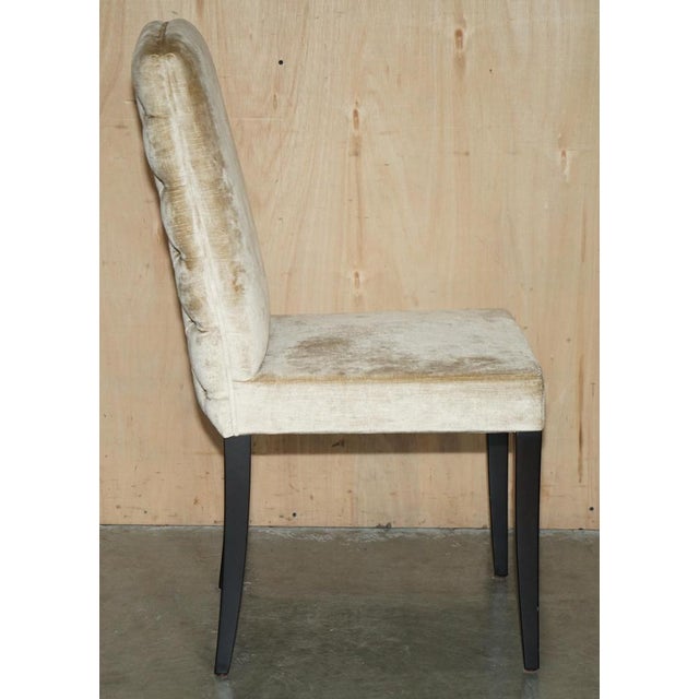 Wood Chesterfield Dining Chairs in Tufted Velvet Upholstery from Fendi Casa, Set of 4 For Sale - Image 7 of 18