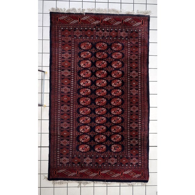 1960s, Handmade Vintage Uzbek Bukhara Rug 5' X 8.3' For Sale - Image 14 of 16
