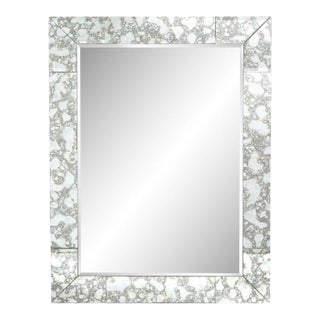 Custom Tessellated Rectilinear Mirror With Beveled & Smoked Antique Mirror Edges For Sale