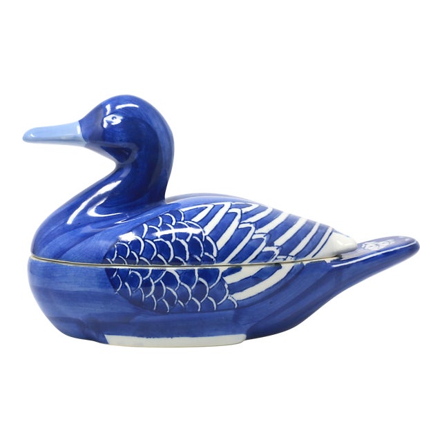 Blue and White Duck Dish or Tureen Chairish