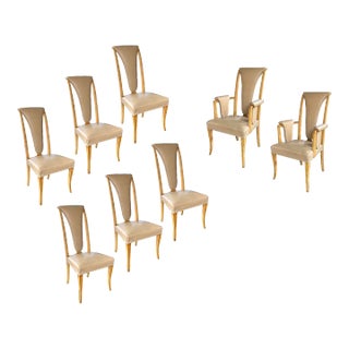 1930s English Art Deco Birdseye Maple High Back Dining Chairs S. Hille & Company, London- Set of 8 For Sale