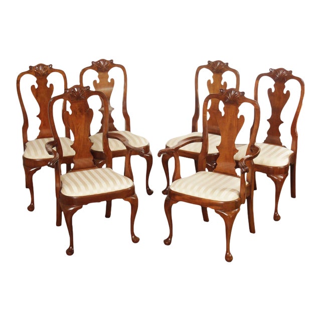 Early 21st Century Stickley Queen Anne Style Mahogany Dining Chairs - Set of 6 For Sale