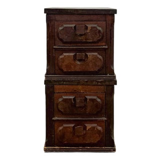 Vintage Apothecary Boxes Antique Stacking Walnut Wood Pair Storage Decor For Sale