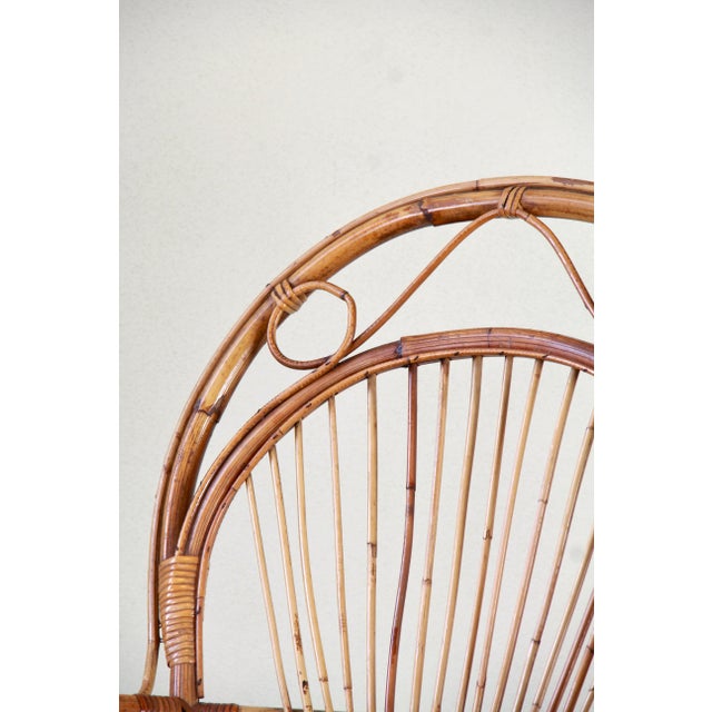 Wood Vintage Wicker and Bamboo Armchair, Italy, 1970s For Sale - Image 7 of 16