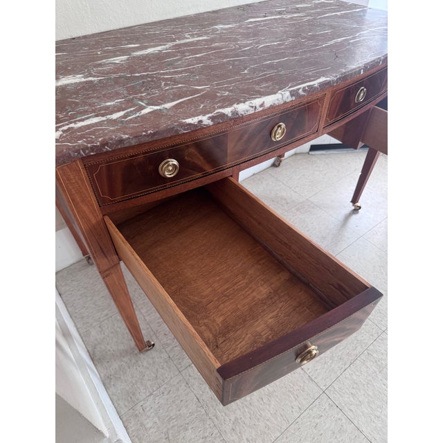 Late 19th Century Inlaid Mahogany Marble Top Dressing Table/Desk For Sale - Image 10 of 18