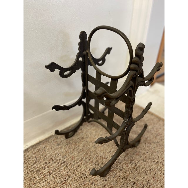 Victorian Likely Antique Cast Iron Scrollwork Fireplace Log Holder With Ornate Victorian Styling For Sale - Image 3 of 10