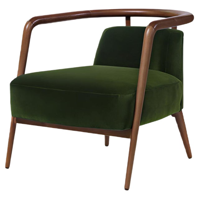 Essex Green Velvet Armchair by Javier Gomez For Sale